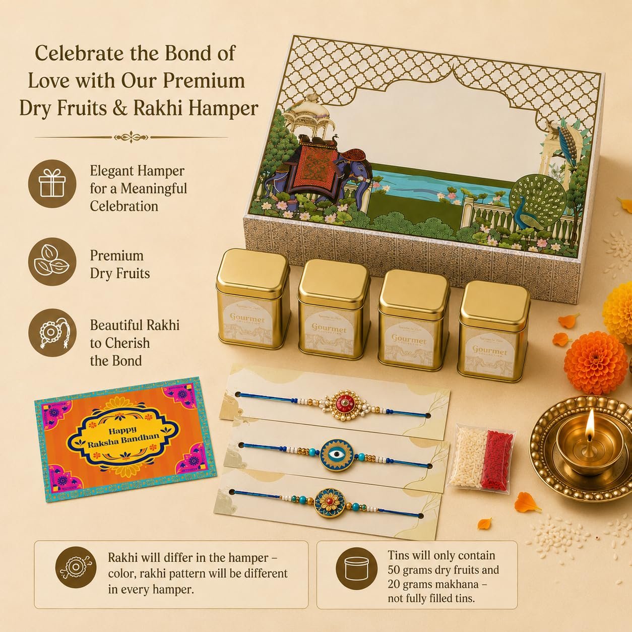 Premium Dry Fruit Rakhi Hamper | Luxury Raksha Bandhan Gift Box