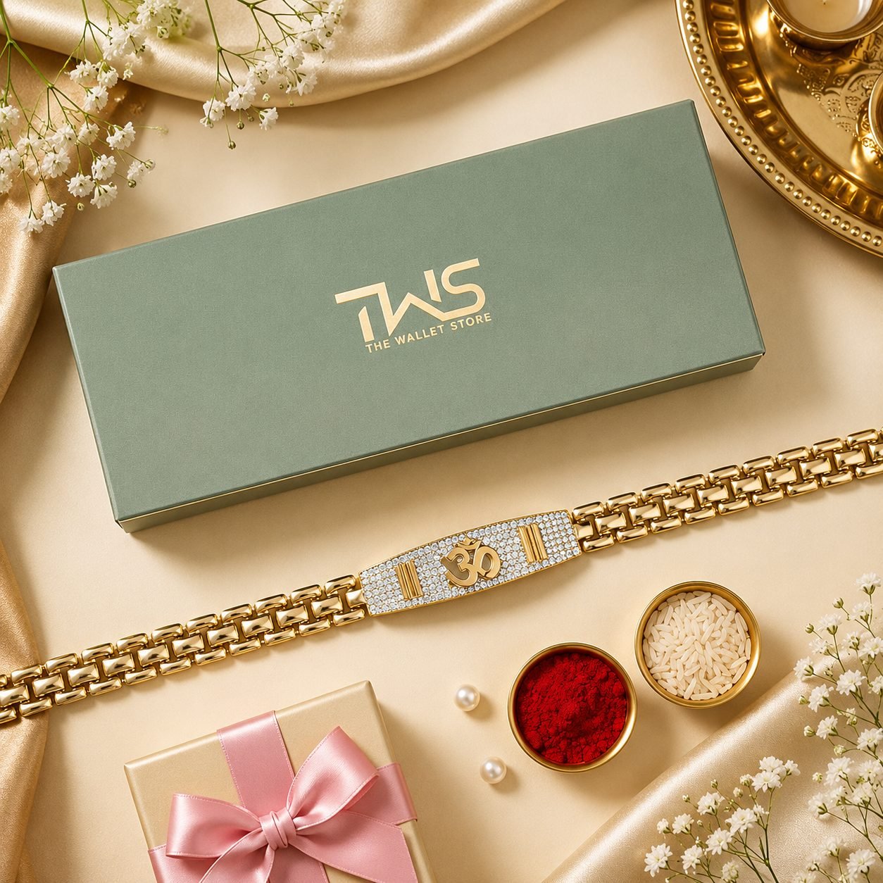 Premium Om Shakti Bracelet Rakhi | Luxury Designer Rakhi with Gift Box