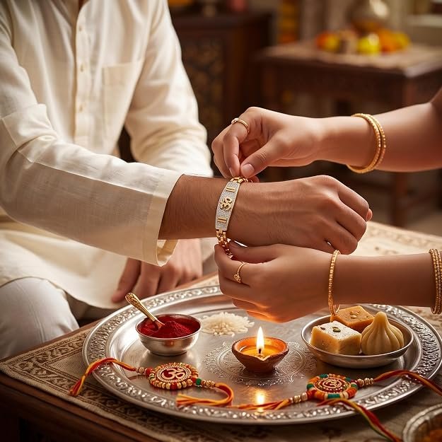 Premium Om Shakti Bracelet Rakhi | Luxury Designer Rakhi with Gift Box — photo 5