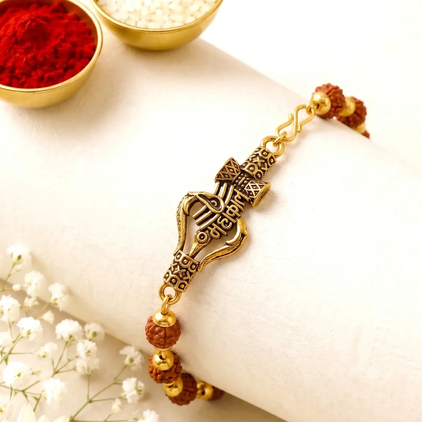 Premium Rudraksha Bracelet Rakhi | Handcrafted Designer Rakhi — photo 2