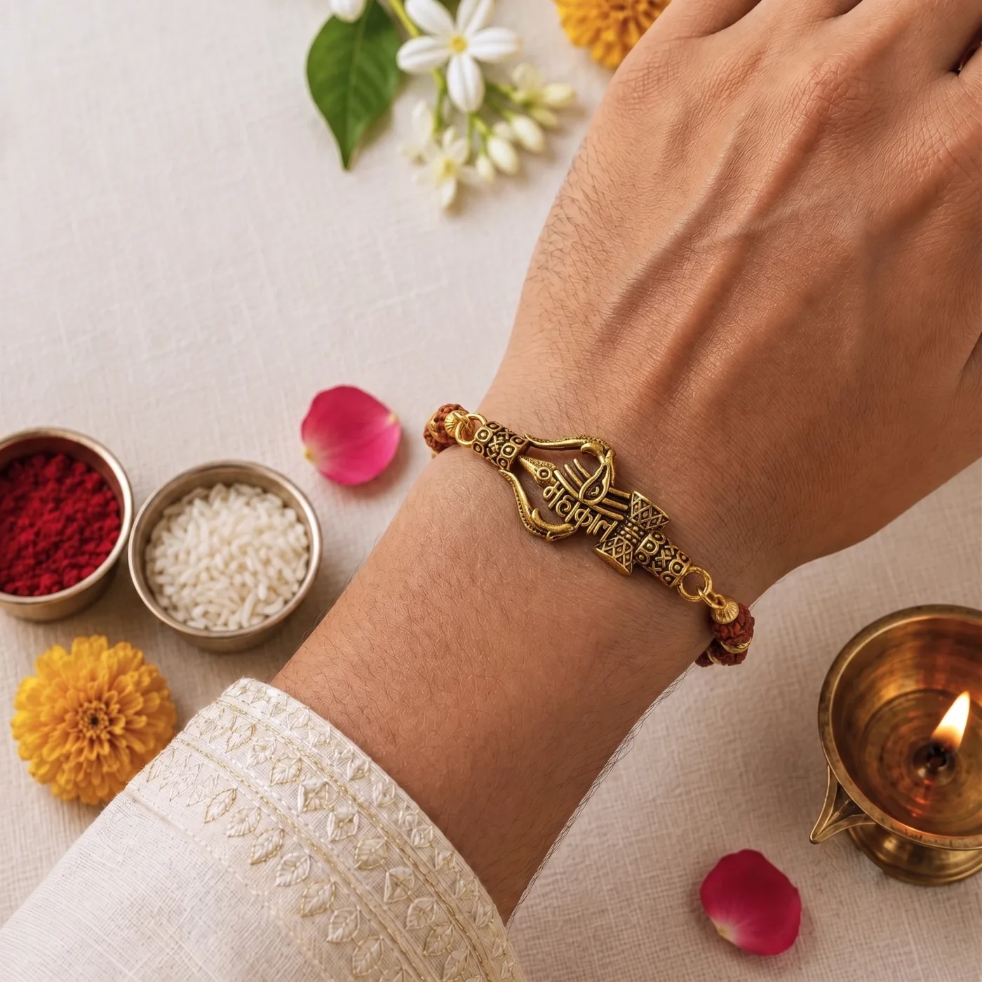 Premium Rudraksha Bracelet Rakhi | Handcrafted Designer Rakhi — photo 4